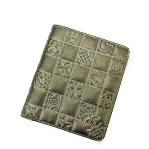 Chanel Wallet Purse Bifold Grey White Woman Authentic Used Y1445